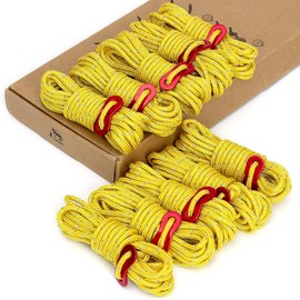 Tarp Rope, Camping Rope, Tent Rope, Guy Rope, Reflective Material, Thickness 0.16 inches (4 mm), Length 1.6 ft (4 m), 10 Pieces/Set, Adjustable Length, Adjustable Length, Load Capacity 552.4 lbs (260