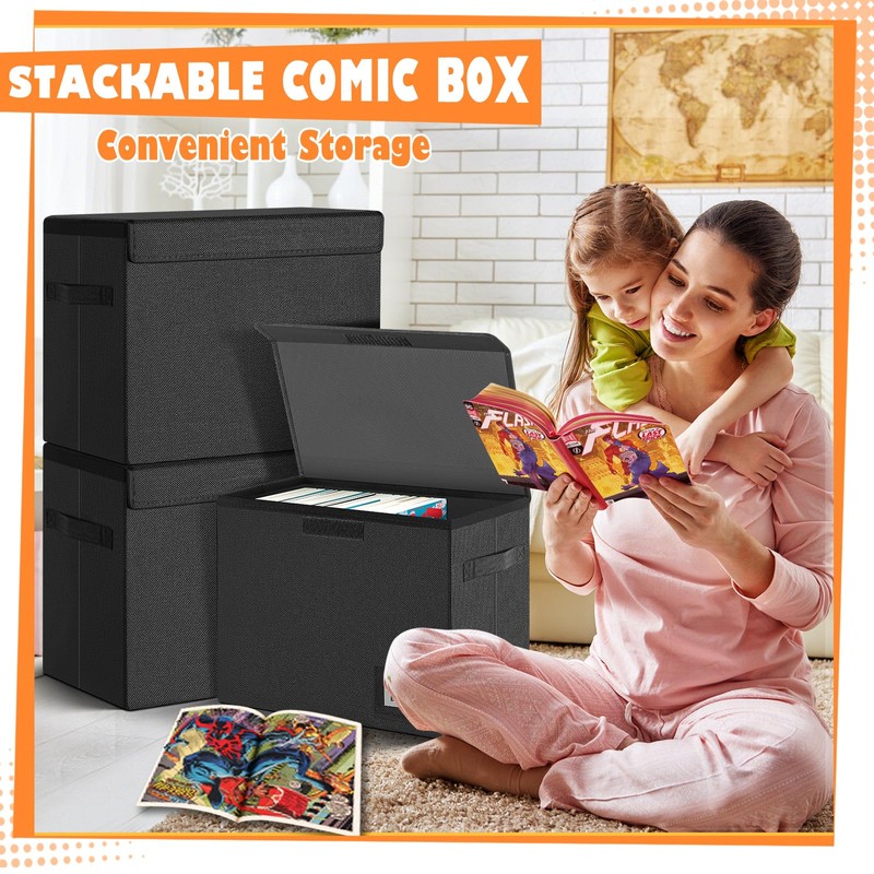 Leffis 6 Pack Comic Book Storage, Collapsible and Stackable Comic