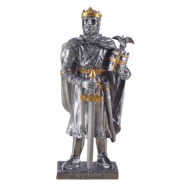 Veronese Pewter Knight King Arthur with Crown and Sword 10 cm Figure Templar Decoration Knight