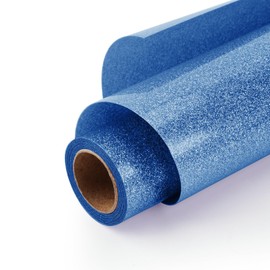 HYQJJ Glitter Blue HTV Heat Transfer Vinyl Roll - 12” x 10 ft. Glitter Vinyl for t-Shirts, DIY Crafts and Custom Designs, Easy to Cut, Weed and Laminate - Long Lasting and Washable!
