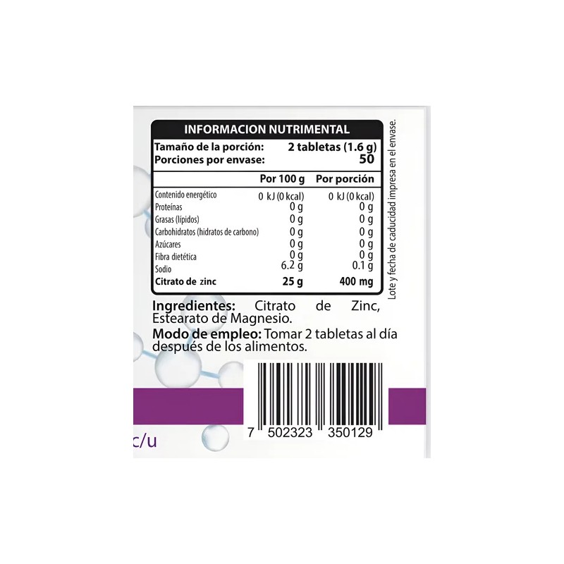 Hql Citrato Zinc 100 Tabs