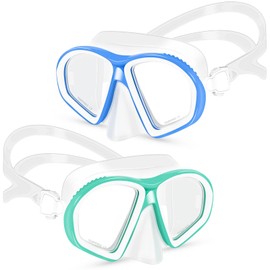 Supertrip Kids Swim Goggles, Swim Mask with Nose Cover, Tempered Glass Snorkel Diving Mask for Youth Boys Girls Age 6-14