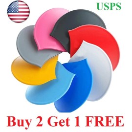 speedway Men Women Child Swimming Cap Solid Color kids Clean Swim Pool for Adult - White