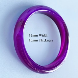 Natural Purple Agate Bangle Thick Bracelet for Women, 15mm Width Chinese Lucky Jewelry for Christmas Mom Birthday Gift (58-60mm)