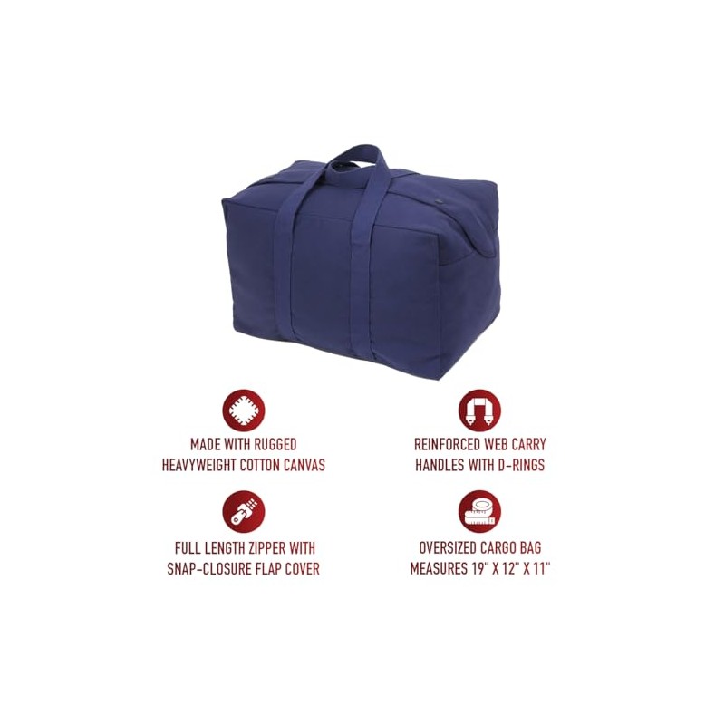 Rothco Canvas Small Parachute Cargo Bag, Navy Blue