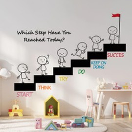 Creative Children's Inspirational Education Wall Stickers Early Education Creative English Alphabet Climbing Staircase Wall Decal Study Room Children's Room Wall Decor