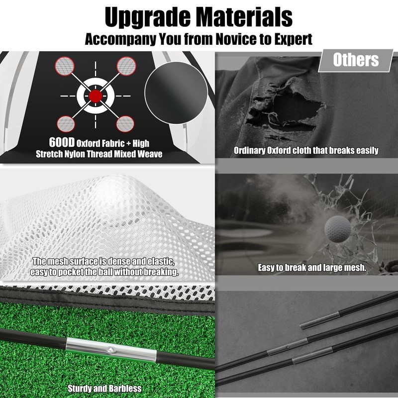 Golf Net,10x7ft Golf Hitting Net with Multiple Targets, All-in-1 Outdoor