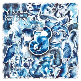 Starry Animals Stickers for Water Bottle,52 PCS Cute Animal Stickers Pack for Skateboard Bicycle Suitcase Laptop Phone Luggage Car Guitar,Waterproof Aesthetic Vinyl Stickers for Teens Party Favors