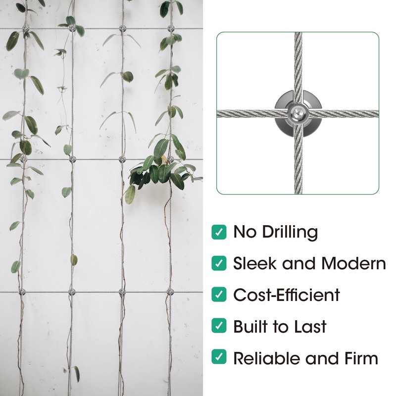 RiaYer 40 Pack Wall Trellis Wire Clamps & Cross Cable