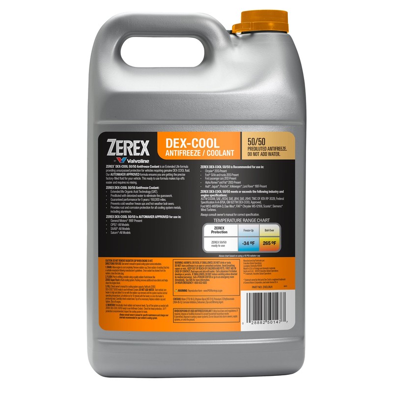 Zerex Dex-Cool 50/50 Ready-to-Use Antifreeze Coolant 1 Gallon