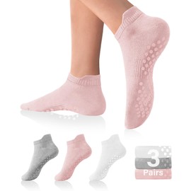 DIBAOLONG Pilates Socks with Grips for Women Yoga Socks Non Slip for Hospital, Pergnancy, Barre, Ballet, Dance, Workout 3 Pairs