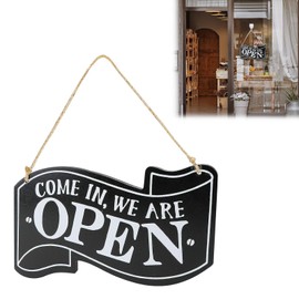 1 Pcs Wooden Open-Closed Sign, Hanging Business Sign, Double-Sided for Door, Restaurant, Cafe, Hotel (5.3x9.84 inch)