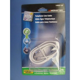 Monster Telephone Line Cable White 2 foot  # 140097-00   NEW