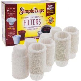 Disposable Paper Coffee Filters 600 count - Compatible with Keurig, K-Cup machines & other Single Serve Coffee Brewer Reusable K Cups - Use Your Own Coffee & Make Your Own Pods - Works with All Brands
