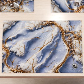 MARBLELIZED - Washable American Placemats, Lilac Marble Effect Fabric Placemats, Set of 2 (30 x 45 cm) - Elegant, Ideal for Breakfast, Lunch and Dinner, Gift Idea, 100% Made in Italy