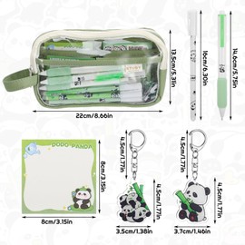 Panda Stationery Set, Large Capacity Multi-layer Pencil Case, Sticky Notes, Stickers, Keychains, Erasable Pens, Gel Pens, Cute Animal School Office Supplies for School Work or Gifts
