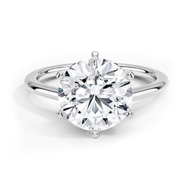 IVY & BAUBLE 3.5 Carat CZ Round Solitaire Engagement Ring in White Gold Plating, Size 5
