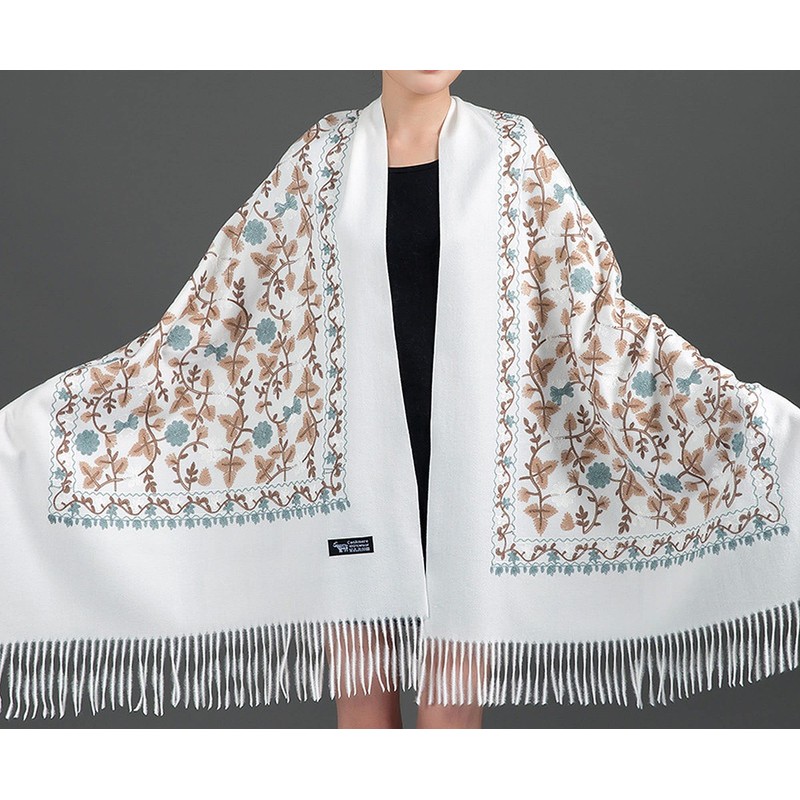 GFM® EMBSHL-1-OSFD Embroidered Cashmere Texture Wool Pashmina Scarf Autumn Winter