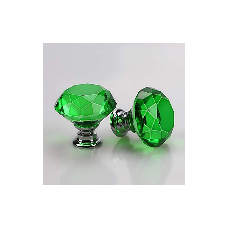 30mm Crystal Glass Door Knobs Diamond Cut Drawer Pull Handles