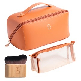 BS-MALL Cosmetics Bag Bolsa para almacenamiento de maquillaje café con hombro, Marrón, Viajes