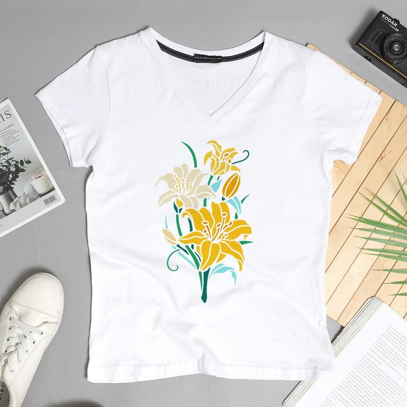 DOODLREAM 30 x 30cm Lily Wall Stencil Templates, Reusable Plastic