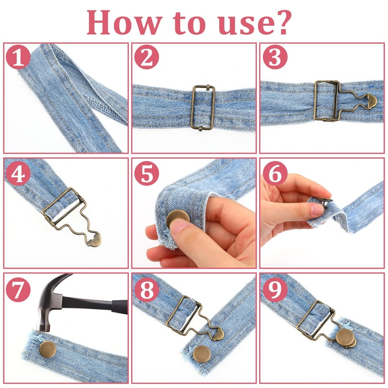 6 Sets Overalls Buckles, Metal Overall Replacement Clasp Clips with