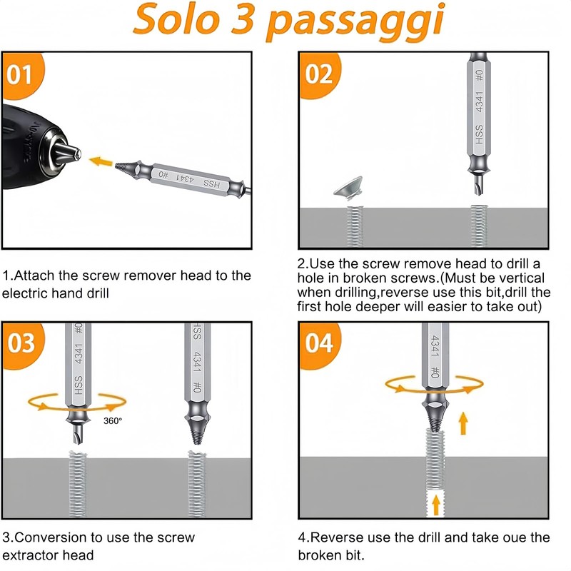 CeyMlem Damaged Screw Extractor, Split Screw Extractor, Set of Tools