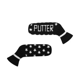 Scott Edward 1Pcs Golf Putter Cover Elastic Knitted Adorable and Basically Socks Shape,Washable & Durable Golf Club Putter Head Protector (Black Star)