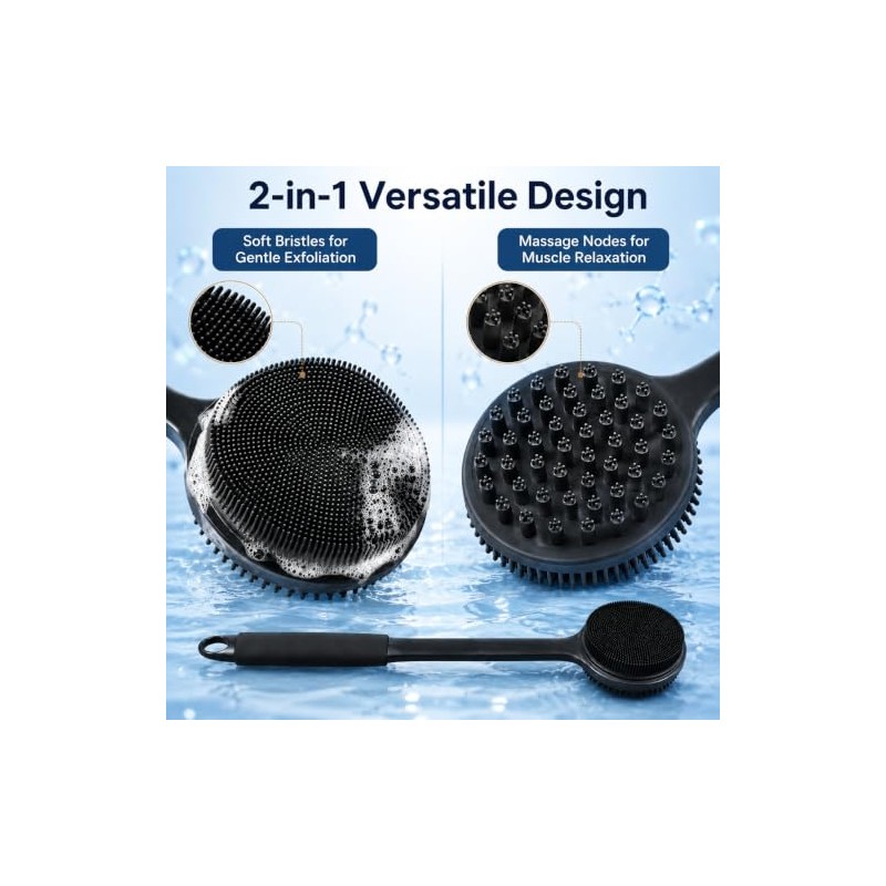 Body Brush, Double-Sided Function, Shower Back Brush, Suitable for Sensitive