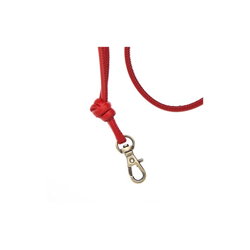 Logan Whistles Lamb Nappa Leather Lanyard with Brass Clip, Red