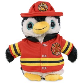 DolliBu Marine Wild Penguin Firefighter Stuffed Animal with Name Personalization - Super Soft Penguin with Red Fireman Costume Outfit and Fireman Hat, Fire Fighter Doll Plush Toy for Kids - 8 Inch