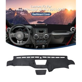 BIBLOZ Dash Cover 2011 2012 2013 2014 2015 2016 2017 for Jeep Wrangler JK JKU Unlimited Sport Sahara Rubincon Accessories Black Flannel Dashboard Cover Mat Car Dashboard UV Sun Protection