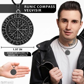 Viking Necklace for Men Pendant - Amulet Protection Necklace Viking Jewelry for Men Lucky Amulet Necklace - Rune Safe Travel Coin Nordic Coin Necklace Icelandic Pendant Norse Necklace for Men