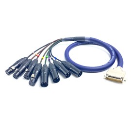 Fupiomeef 3.28ft DB25 to XLR Snake Cable, DB25 Male to 8 Channel XLR 3Pin Balanced Snake Cable 4 Female and 4 Male Highly Shield Analog Audio PVC SnakeCable Patch Bay Interface Modular Wire 1Meter