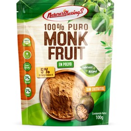 Monk Fruit Puro en Polvo | Endulzante Natural 18X Más Dulce que el Azúcar | 100g = 1.8kg de Dulzura | Sin Calorías, Sin Eritritol, Keto, Ideal para Café y Postres