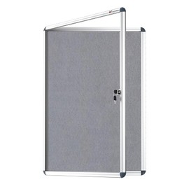 VIZ-PRO Tamperproof Lockable Gray Fabric Noticeboard Aluminium Framed 36x24 Inches