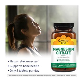 Magnesium Citrate, 120 Tabs by Country Life