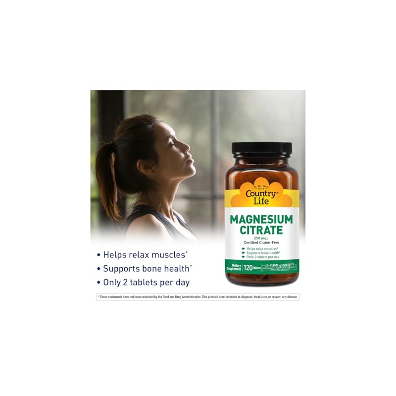 Magnesium Citrate, 120 Tabs by Country Life