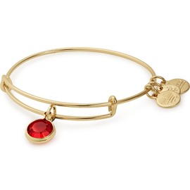 Alex and Ani Birthstones Expandable Bangle for Women, Light Siam Crystal Charm for July, Shiny Gold Finish, 2 to 3.5 in