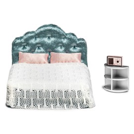 LUNDBY Dolls House Furniture Bedroom Set – Doll Bed – Doll House Accessories for 11cm Mini Dolls – 7-pieces, Age 4+ Scale 1:18