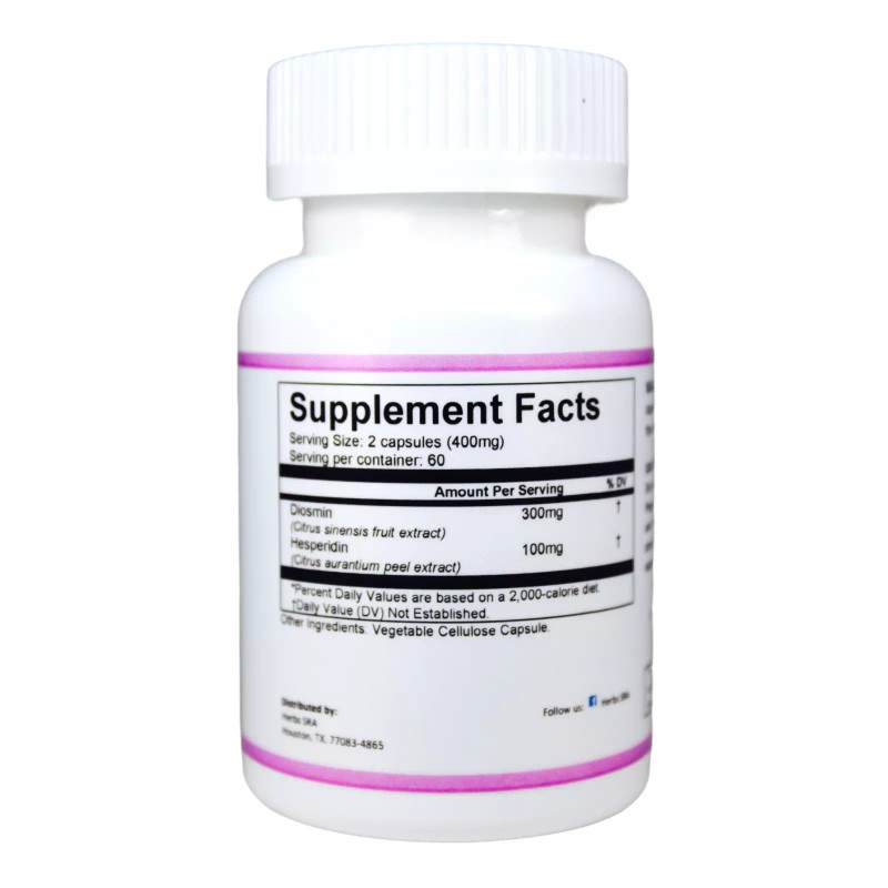 Herbs SRA VARICOSE VEINS SUPPORT. 120 Capsules, Diosmin & Hesperidin,