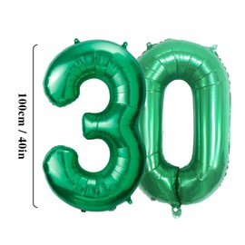 Number Balloons 30,Green Balloons 30 for Birhtday Party Decoration,40 Inch Giant Helium Foil Number Balloons for Women Men 30th Birthday Party Decor Anniversary Party Decorations Supplies