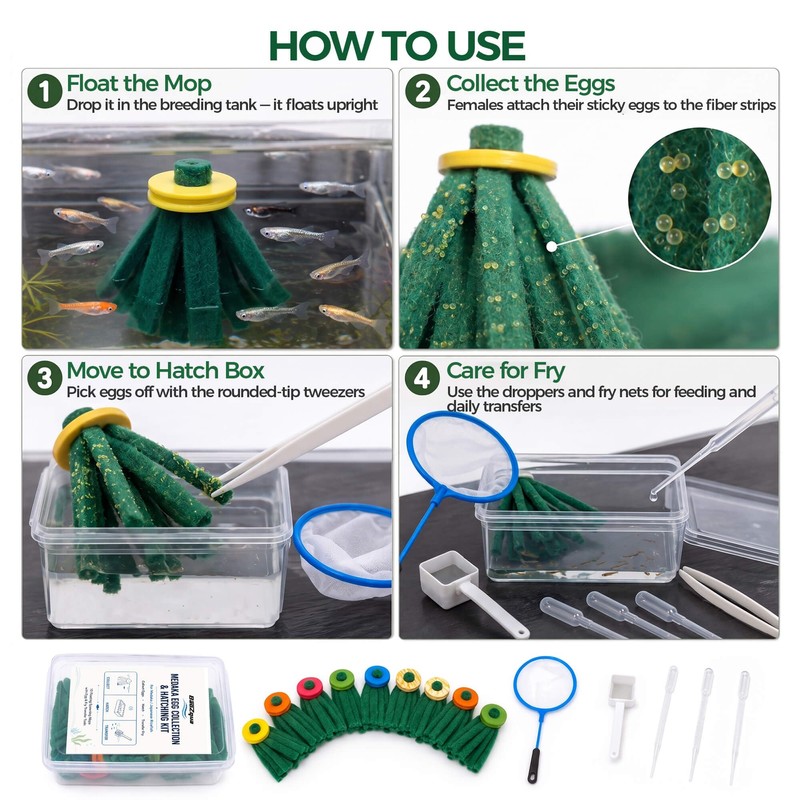 BaoZqua Medaka Spawning Mop Kit, 10 Floating Egg Collectors with