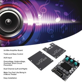 Bluetooth Amplifier Board, ZK-1002T 2x100W 2.0 Channel HiFi Stereo AMP Board with TPA3116D2 Chip, Audio Amplifier Module with Treble and Bass Control for DIY Speakers
