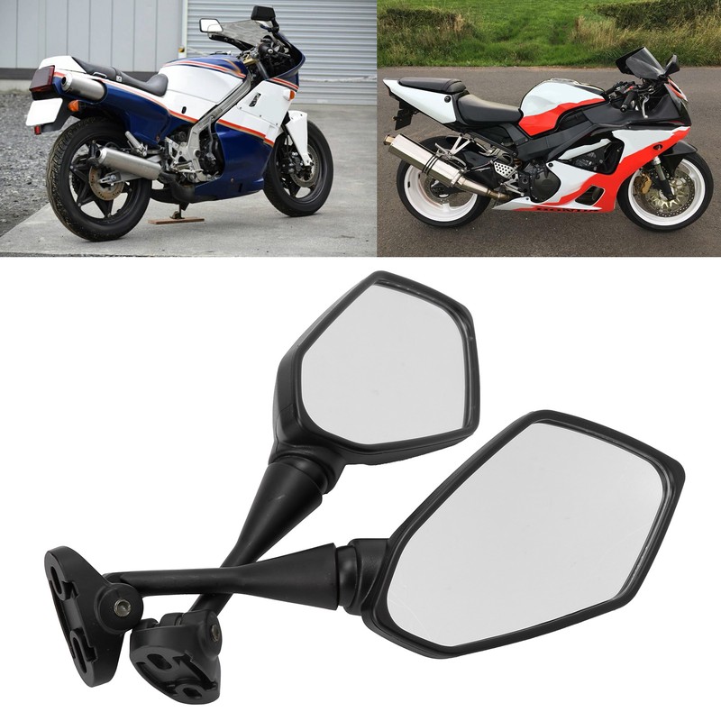 Pair Motorcycle Rearview Mirrors Black Visibility Replacement for Honda CBR