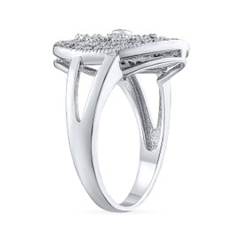 Personalize Art Deco Style Fashion Large Oval Pave Cluster CZ Engagement Statement Ring For Women For Teen .925 Sterling Silver Customizable