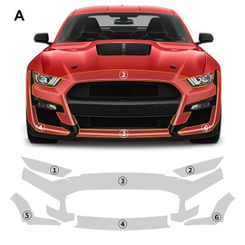 FDAIUN Clear Car Pre-Cut Paint Protective Film Self Adhesive for 2021-2022 Ford Mustang Shelby GT500 Rainproof Waterproof HD Scratch Exterior Accessories (Front Bumper & Headlight 6Pcs)