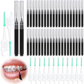 Jupwalz 270Pcs Interdental Brush, 220Pcs Soft Dental Picks & 50Pcs Braces Brush for Teeth, Bendable Braces Flossers Heads Interdental Brushes Between Teeth Oral Tooth Braces Cleaner Kit (Black)