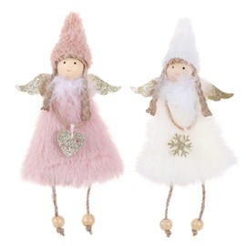 PGYFIS Hanging Ornaments 2 Pieces Love & Snowflake Angels Christmas Decorations Tree Pendant Creative Gifts (Love & Snowflake Angel)