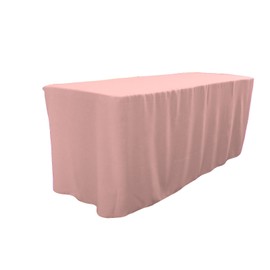LA Linen Polyester Poplin Fitted Tablecloth for 6-Foot Table, Light Pink